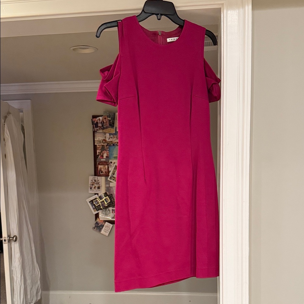 Trina Turk Fuchsia Asymmetrical Cold Shoulder Dress